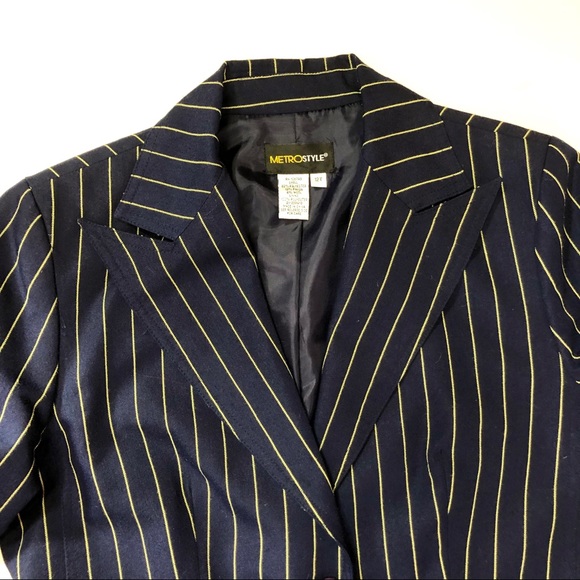 Metrostyle Navy Blue with Gold Stripes Blazer - Picture 7 of 7